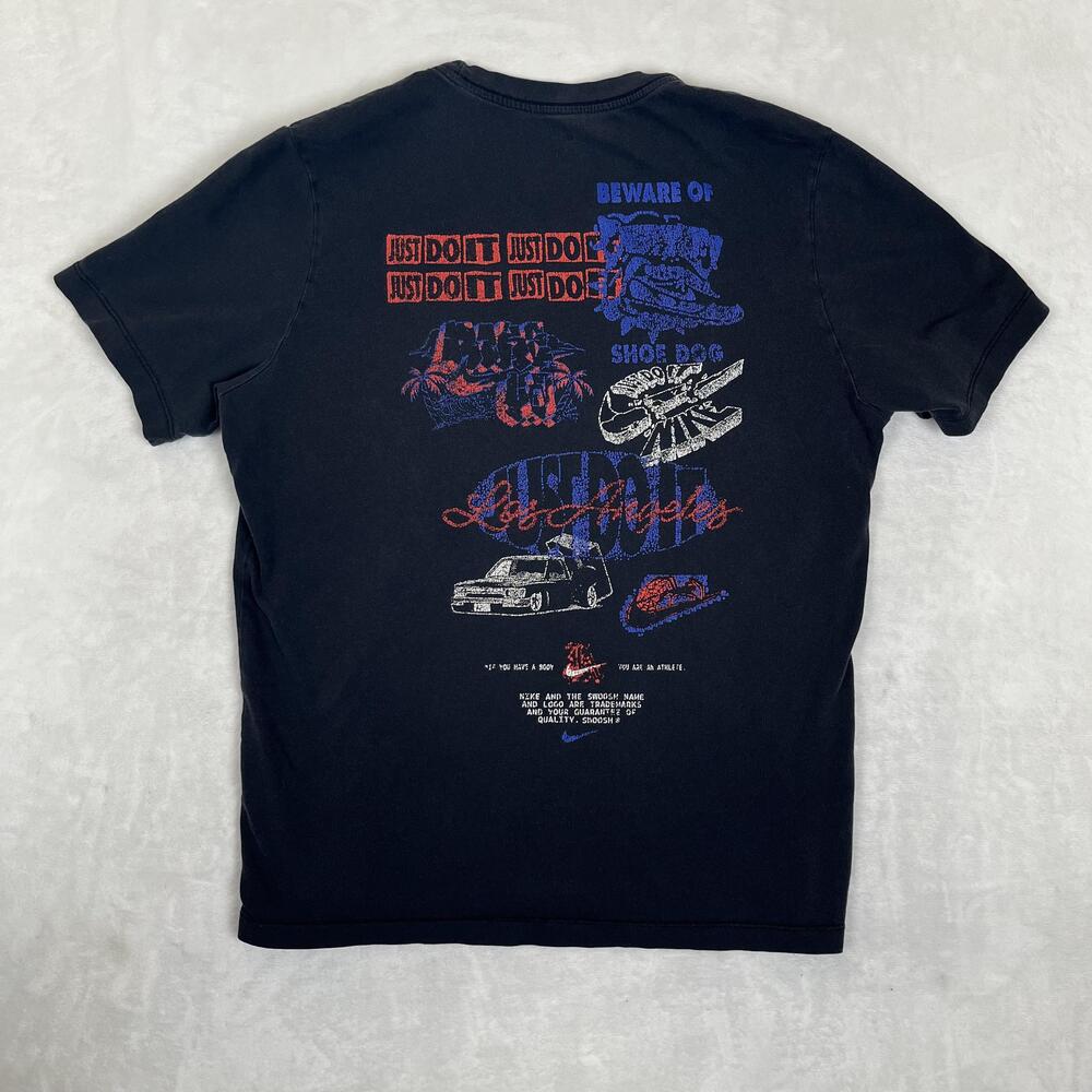 Nike Los Angeles Just Do It T-Shirt Mens L Black Shoe Dog Sneaker Graffiti